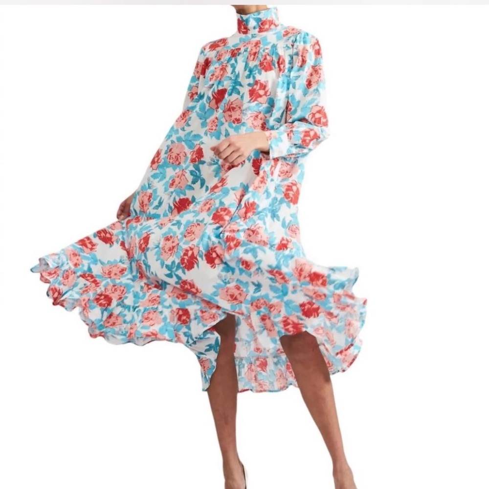 Batsheva Iva Floral Print Maxi Dress